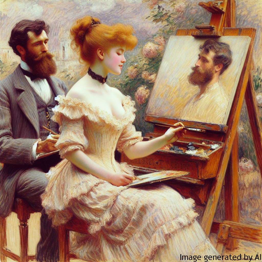 Claude Monet and Camille Doncieux — Camille was not only Monet’s wife but also frequently appeared as a model in his paintings.