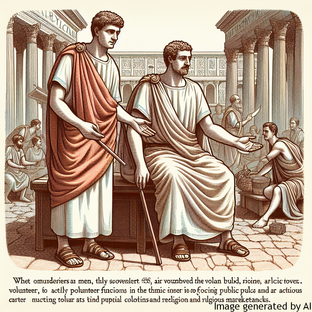 Public Duties and Volunteering: Men in ancient Rome were actively involved in public affairs, performing volunteer functions in various public and religious organizations.