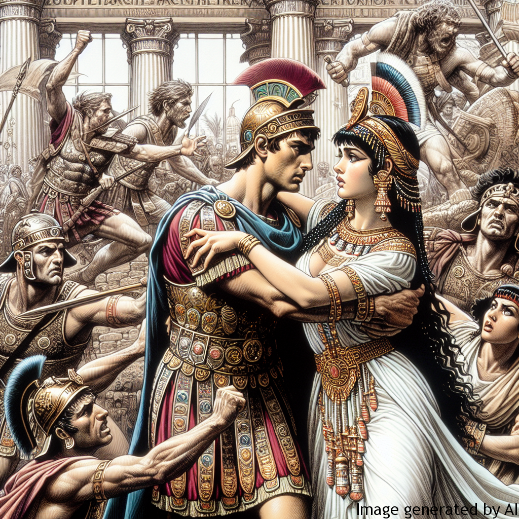 Mark Antony and Cleopatra — Mark Antony clashes with Rome due to his love for Cleopatra.