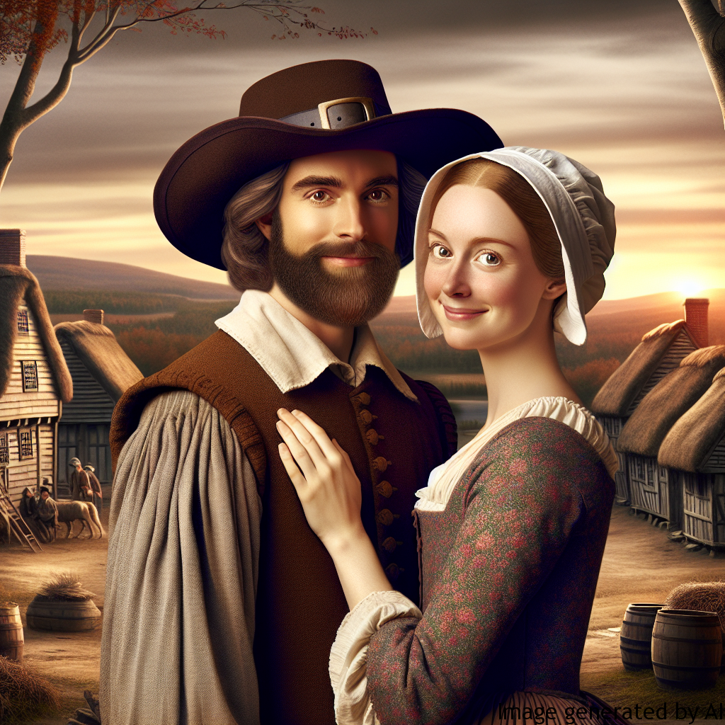 John Alden and Priscilla Mullins — one of the love stories of the early American colonists.